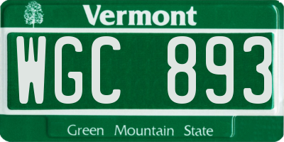 VT license plate WGC893