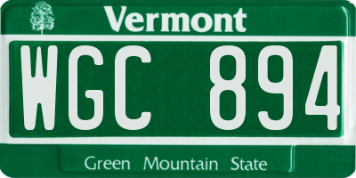 VT license plate WGC894