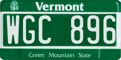 VT license plate WGC896