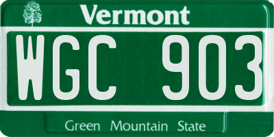 VT license plate WGC903