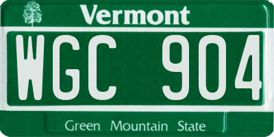 VT license plate WGC904