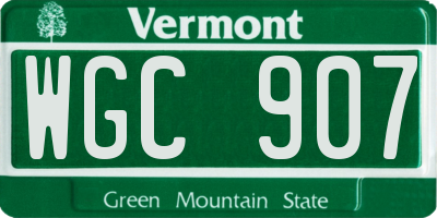 VT license plate WGC907