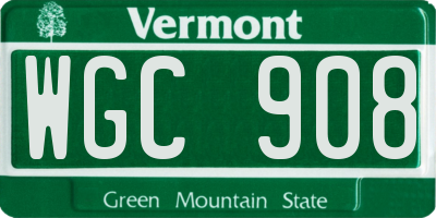 VT license plate WGC908