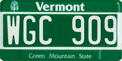 VT license plate WGC909