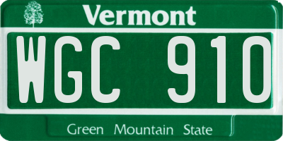 VT license plate WGC910