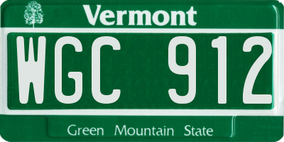 VT license plate WGC912