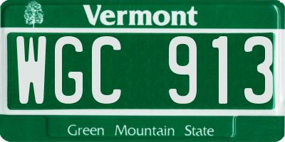 VT license plate WGC913