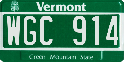 VT license plate WGC914
