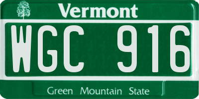 VT license plate WGC916