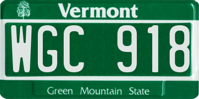VT license plate WGC918