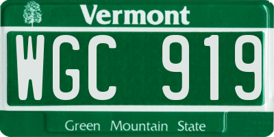 VT license plate WGC919
