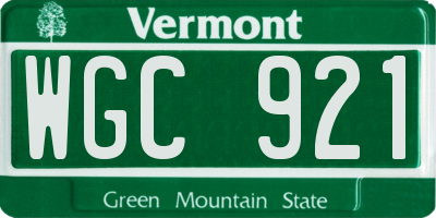 VT license plate WGC921