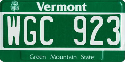 VT license plate WGC923