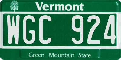 VT license plate WGC924