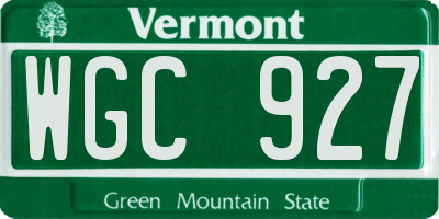 VT license plate WGC927