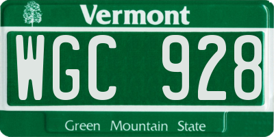 VT license plate WGC928