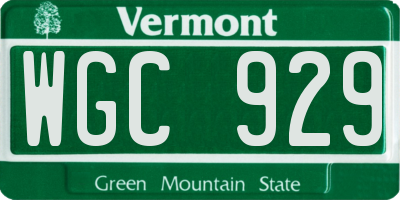 VT license plate WGC929
