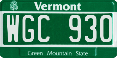 VT license plate WGC930