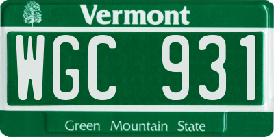 VT license plate WGC931