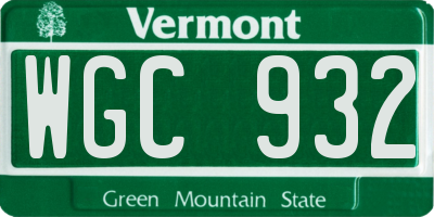 VT license plate WGC932