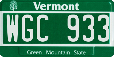 VT license plate WGC933