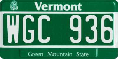 VT license plate WGC936