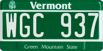 VT license plate WGC937