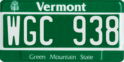 VT license plate WGC938