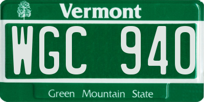 VT license plate WGC940