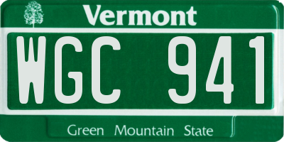 VT license plate WGC941