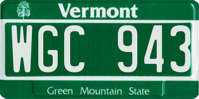 VT license plate WGC943