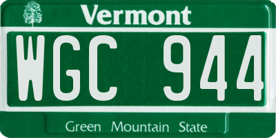 VT license plate WGC944