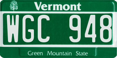 VT license plate WGC948
