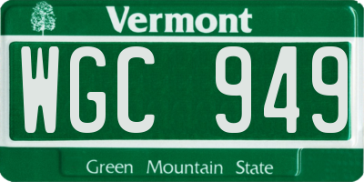 VT license plate WGC949