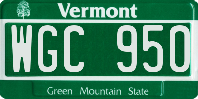 VT license plate WGC950