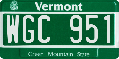 VT license plate WGC951