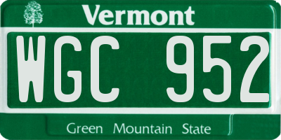 VT license plate WGC952