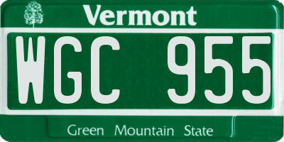 VT license plate WGC955