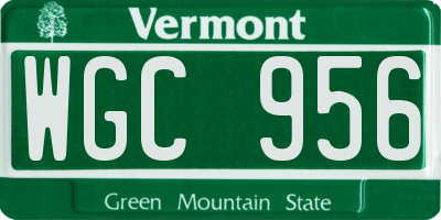 VT license plate WGC956