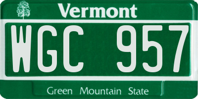 VT license plate WGC957