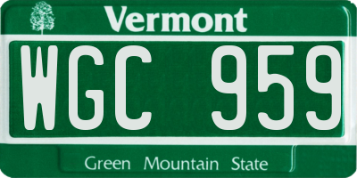 VT license plate WGC959