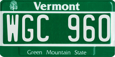 VT license plate WGC960