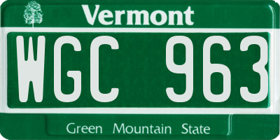 VT license plate WGC963