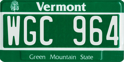VT license plate WGC964
