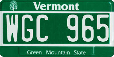 VT license plate WGC965