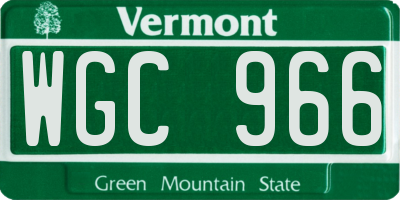 VT license plate WGC966