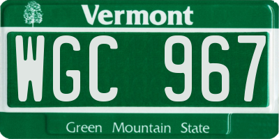 VT license plate WGC967