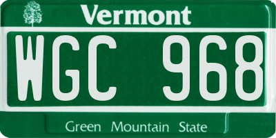 VT license plate WGC968