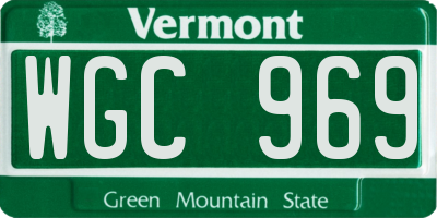 VT license plate WGC969