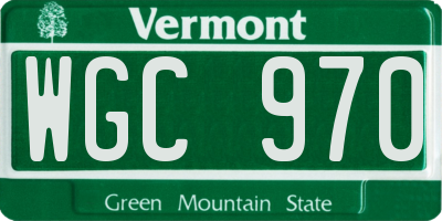 VT license plate WGC970